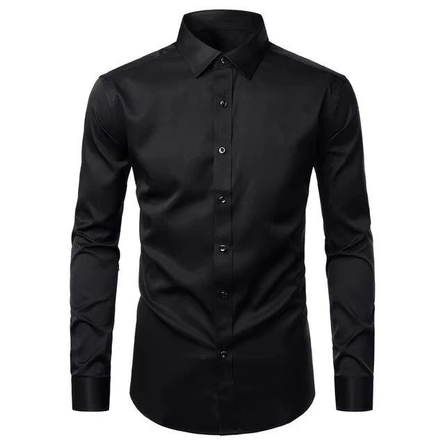 Men's Formal Dress Shirt — Stone Chest Pocket, Slim Fit, 100% Cotton Poplin
