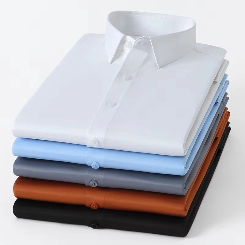 Men's Business Dress Shirt — White Easy-Iron Finish, Regular Fit, Wrinkle-Resistant Cotton