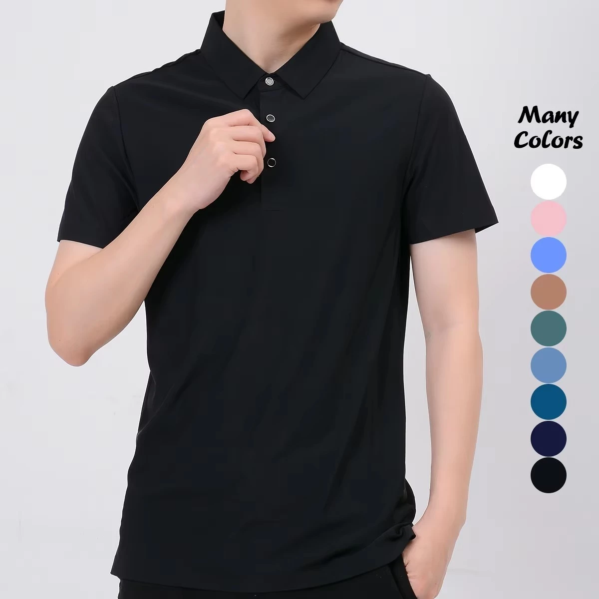 Men's Knit Shirt — Stone Easy-Iron Finish, Slim Fit, Nylon-Spandex Knit