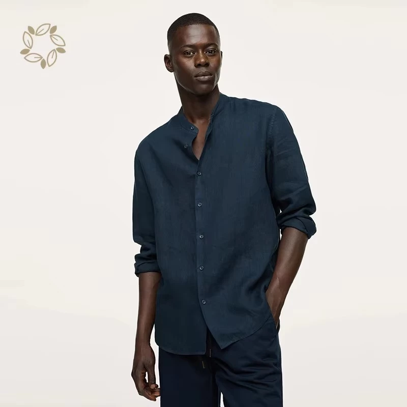 Men's Linen Shirt — Stone Anti-Pilling Finish, Regular Fit, 100% Organic Linen