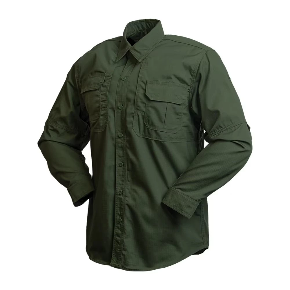 Men's Casual Shirt — Black Two-Ply Yarn, Loose Fit, Lightweight Woven Cotton