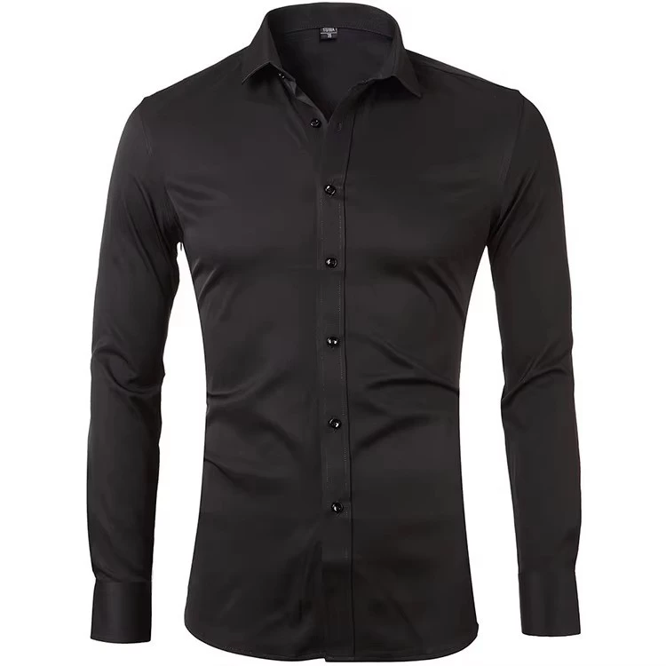 Custom Men's Tailored Shirt — Slate Spread Collar, Slim Fit, Woven Cotton