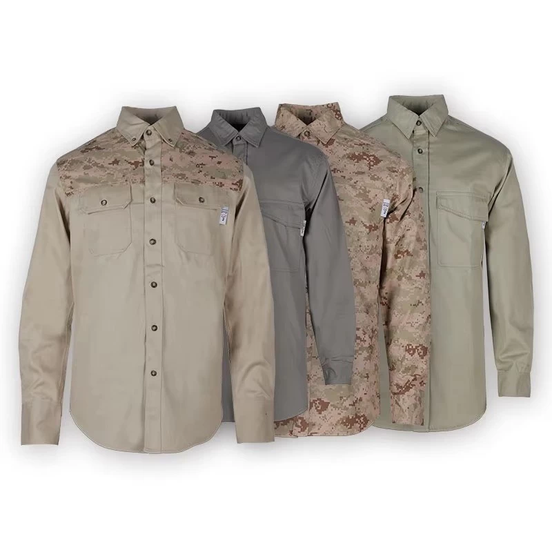 Custom Men's Work Shirt — Olive Easy-Iron Finish, Regular Fit, FR Cotton Blend